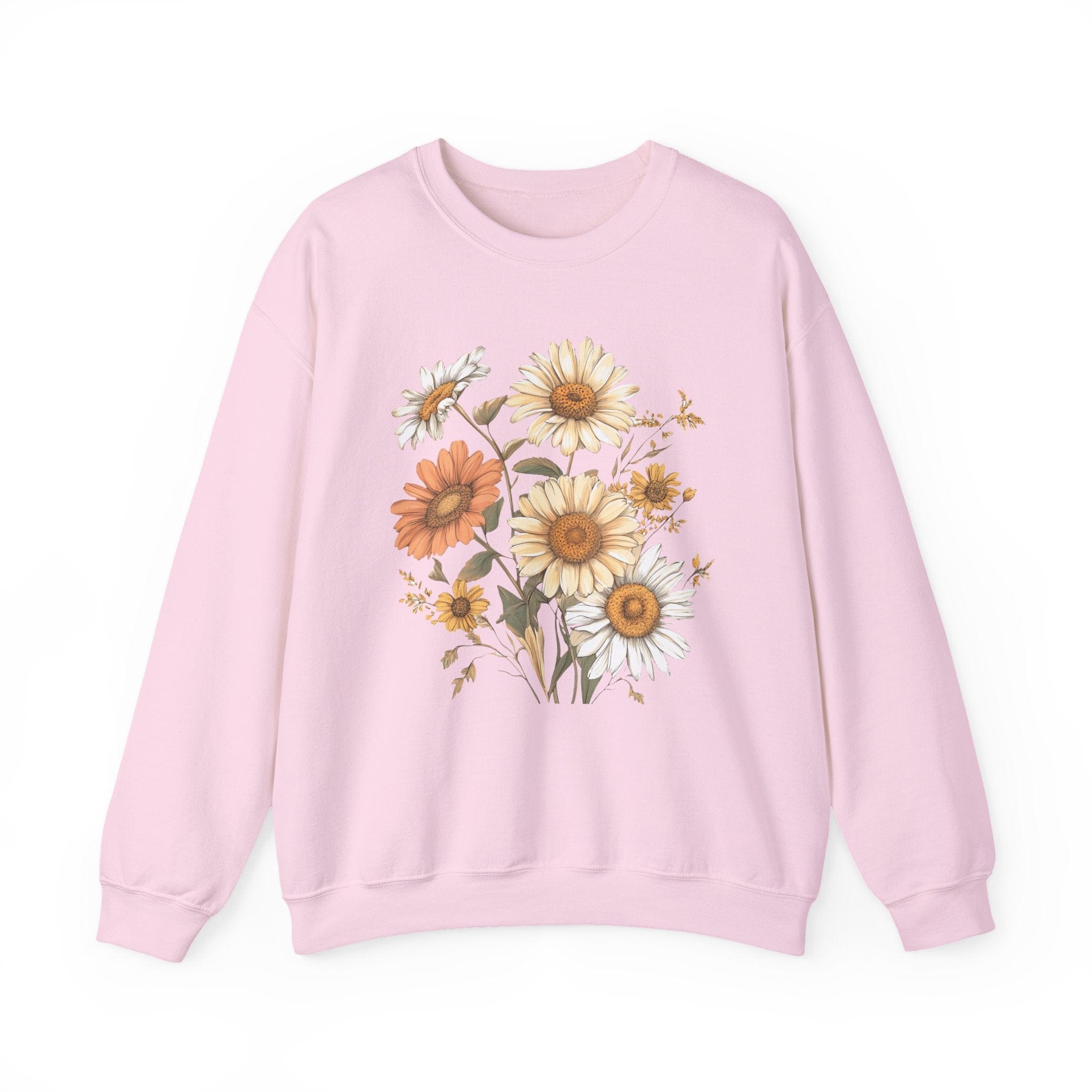 Pink sweatshirt with floral design on a white background