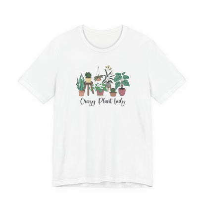 White t-shirt with plant-themed design and text on a white background