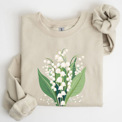 Beige sweatshirt with a floral design on a white background