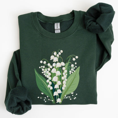 Green sweatshirt with a floral design on a white background