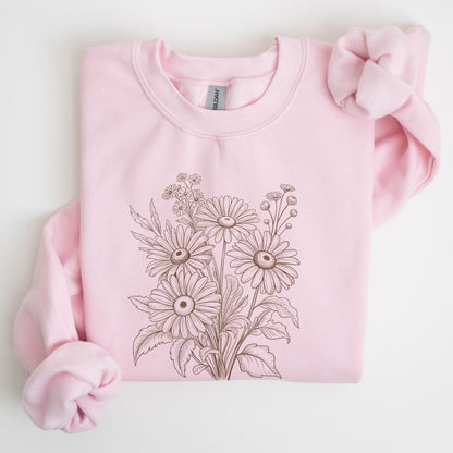 Pink sweatshirt with floral design on a white background
